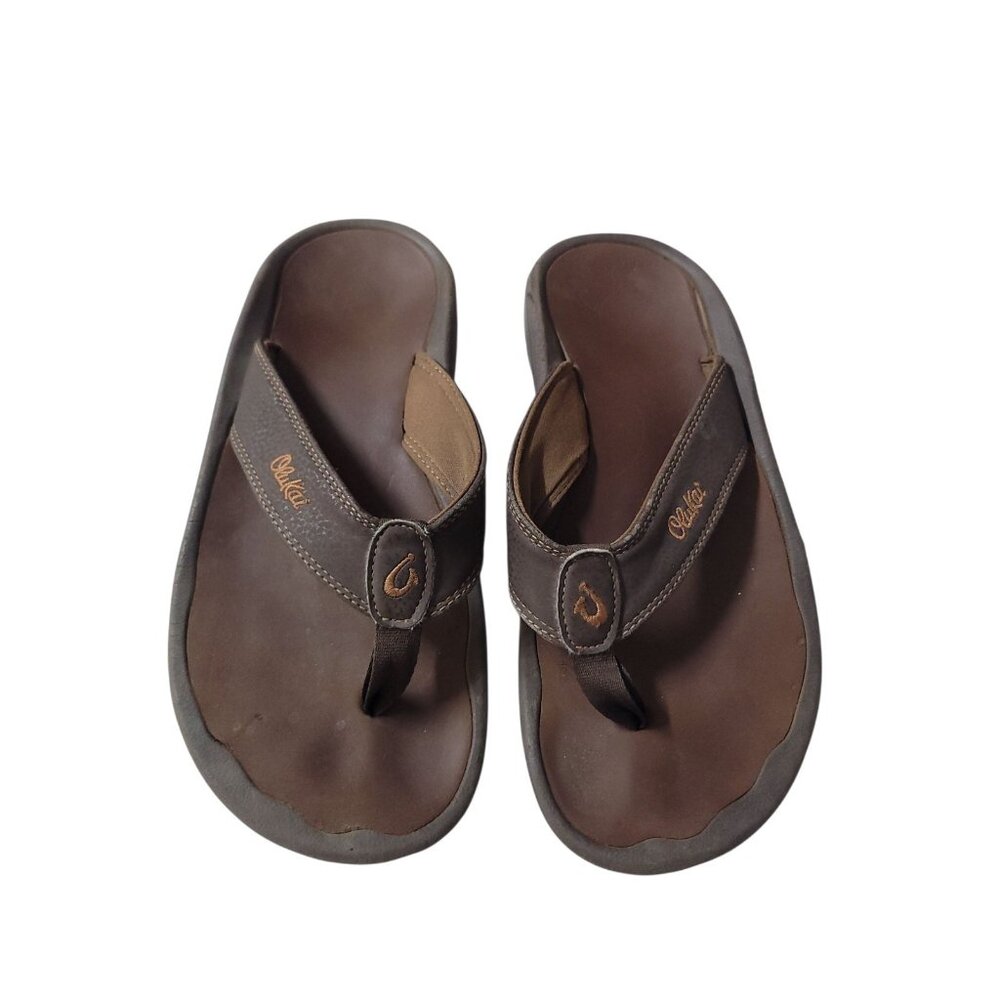MEN'S OLUKAI 'OHANA | DARK JAVA / RAY Size 8/ 41  Comfort Thong Sandals Summer
